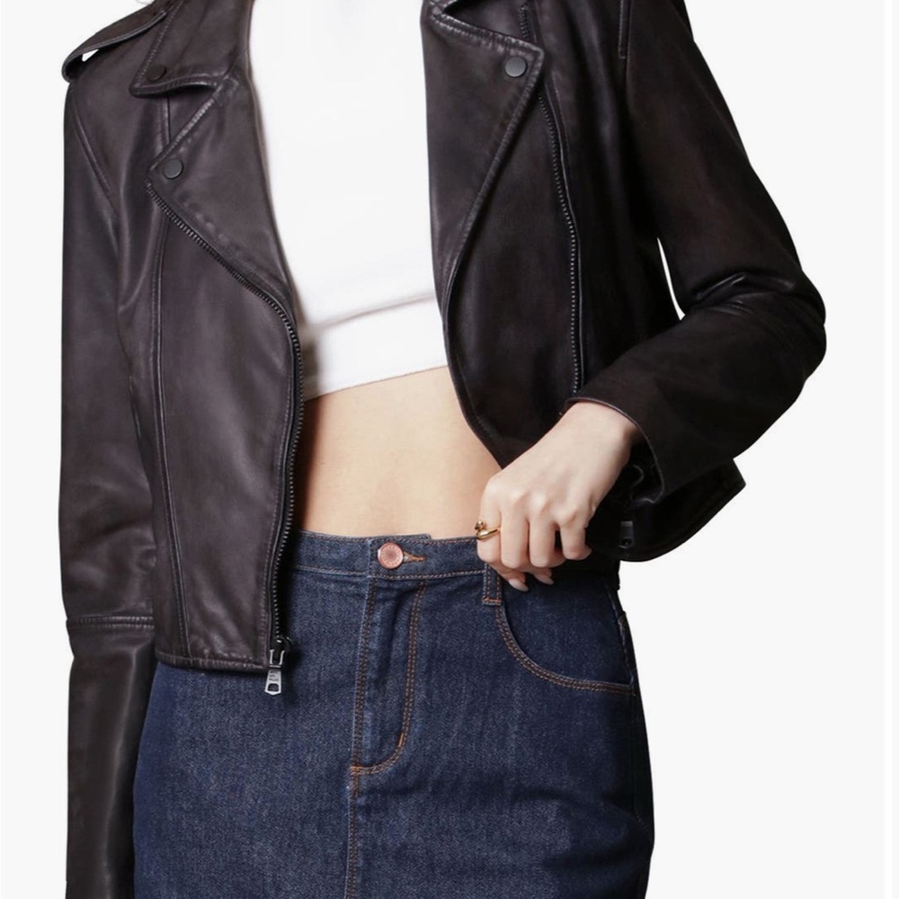 Avec Les Filles Dark Brown Leather Jacket